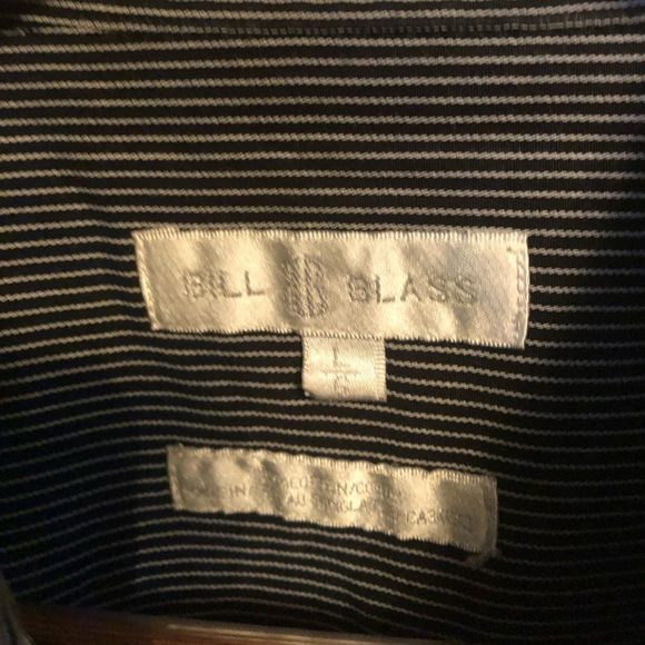 Bill Blass Pinstripe Shirt w/roll up sleeve button and tab, Size L - Picture 4 of 10